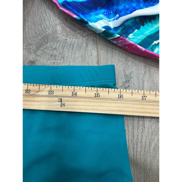 Kim Gravel x Swimsuit For All Womens Blue Rainbow Stripe Tankini Shorts Size 16 - Picture 9 of 9